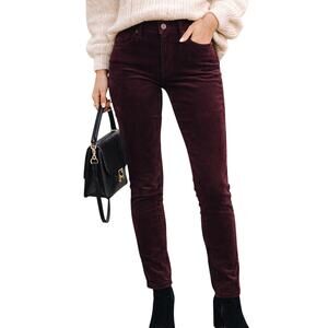 Calvin Klein Women's 10 Burgundy Corduroy Pants Skinny Stretch Inseam 30